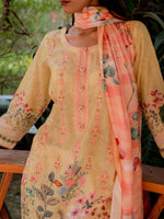 Light Yellow Digital Embroidered Lawn Pret 3 piece suit set 18