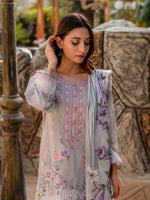 Grey Digital Embroidered Lawn Pret 3 piece suit set 08