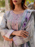 Grey Digital Embroidered Lawn Pret 3 piece suit set 08