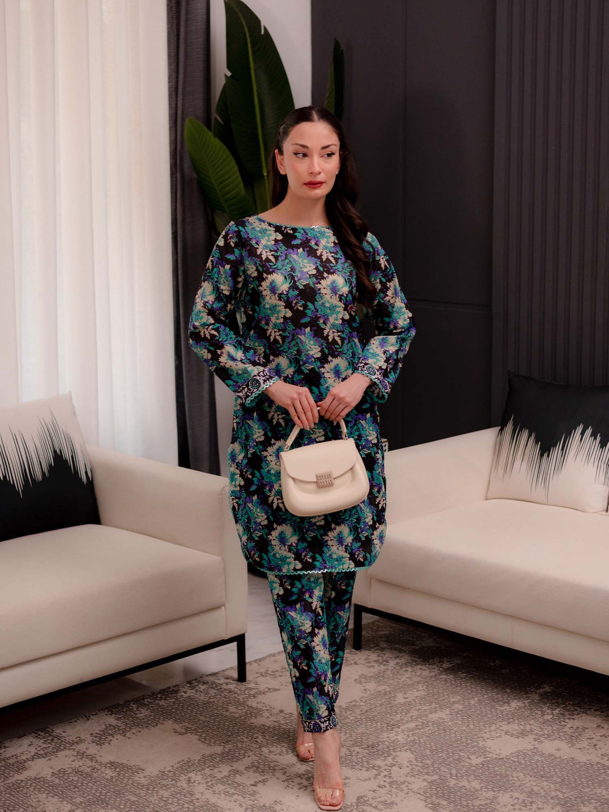 Multicolored Printed Doria Lawn Co ord Set 03