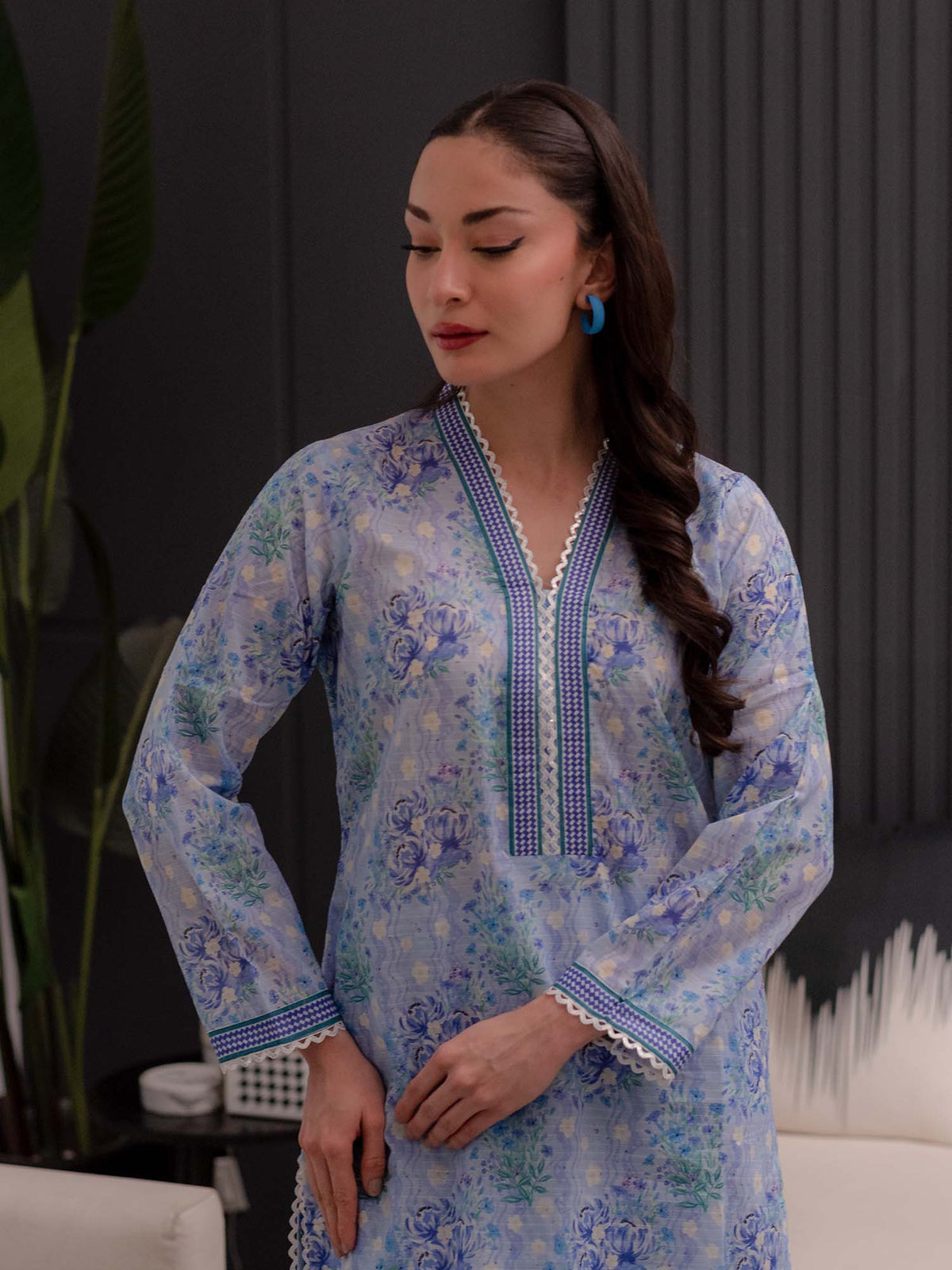 Light Blue Printed Doria Lawn Co ord Set 02