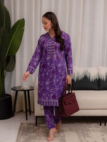 Purple Printed Doria Lawn Co ord Set 09