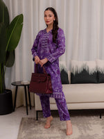 Purple Printed Doria Lawn Co ord Set 09