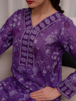 Purple Printed Doria Lawn Co ord Set 09
