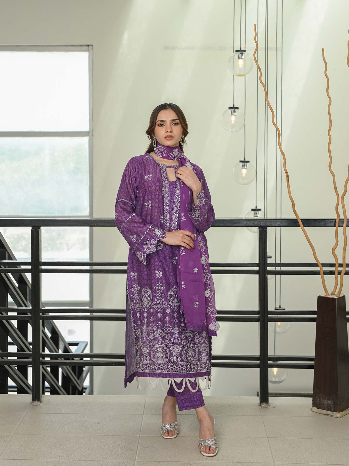 Purple Chikankari Pret Eid Suit D-01