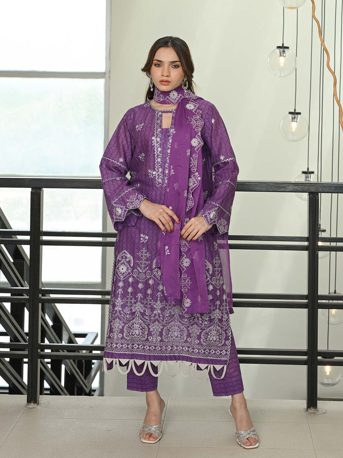Purple Chikankari Pret Eid Suit D-01
