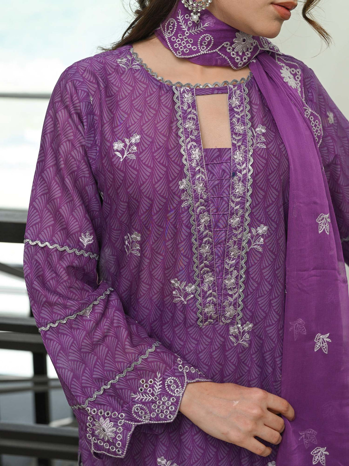 Purple Chikankari Pret Eid Suit D-01