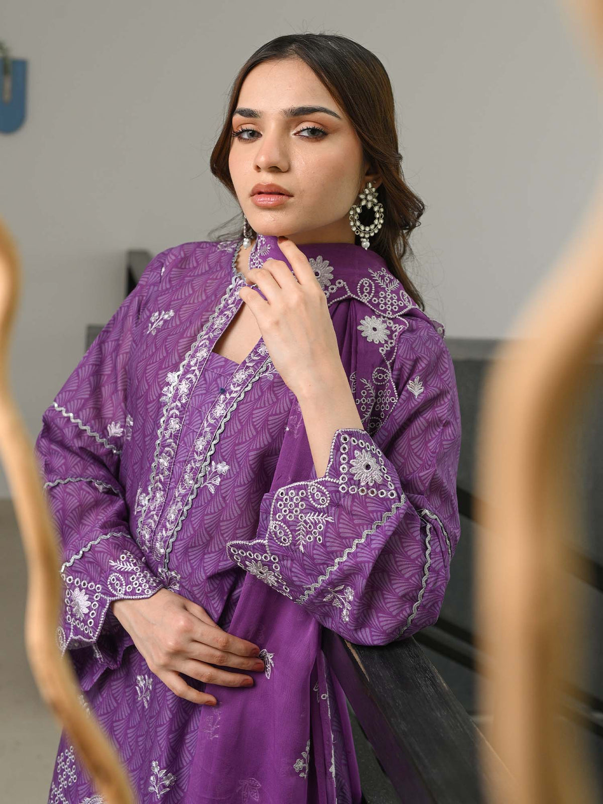 Purple Chikankari Pret Eid Suit D-01