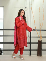 Red Chikankari Pret Eid Suit D-02