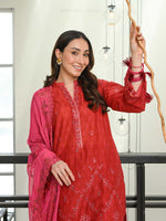 Red Chikankari Pret Eid Suit D-02