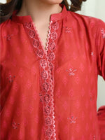 Red Chikankari Pret Eid Suit D-02