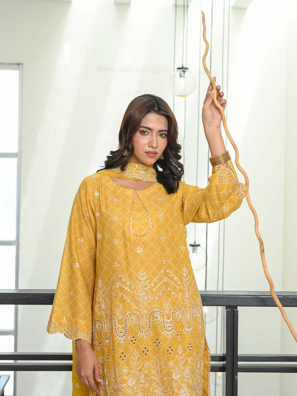 Yellow Chikankari Pret Eid Suit D-03