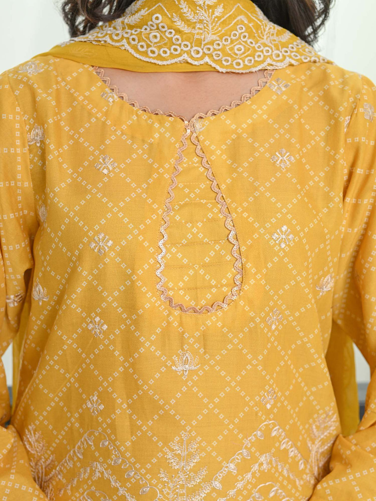 Yellow Chikankari Pret Eid Suit D-03