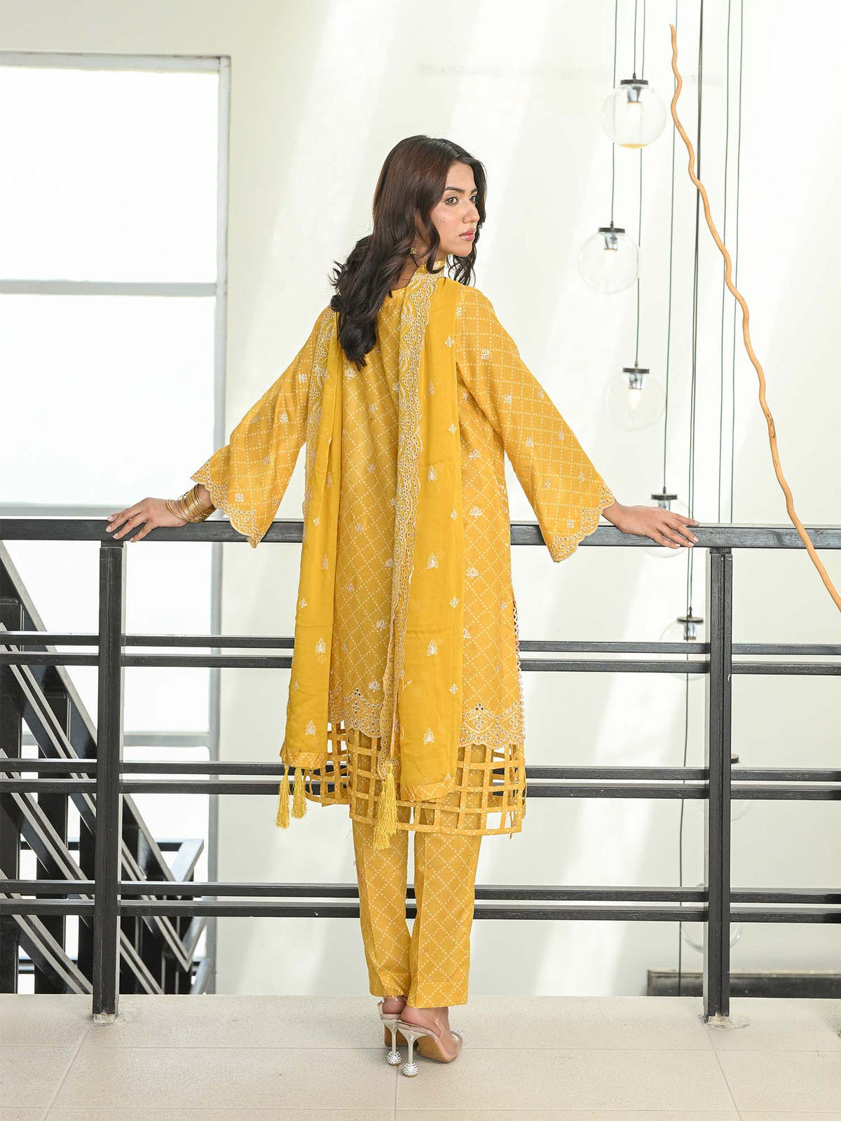 Yellow Chikankari Pret Eid Suit D-03