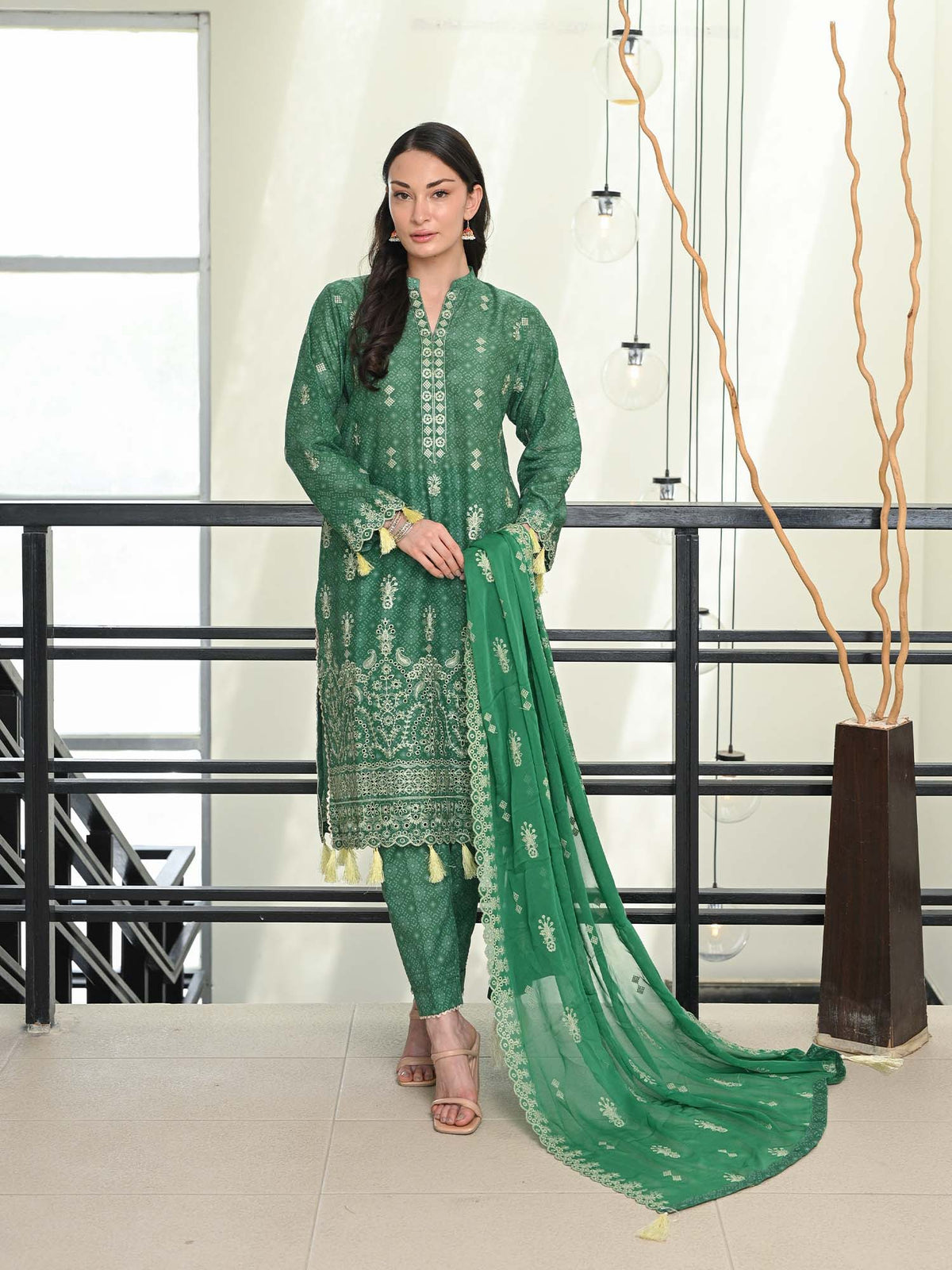 Green Chikankari Pret Eid Suit D-04