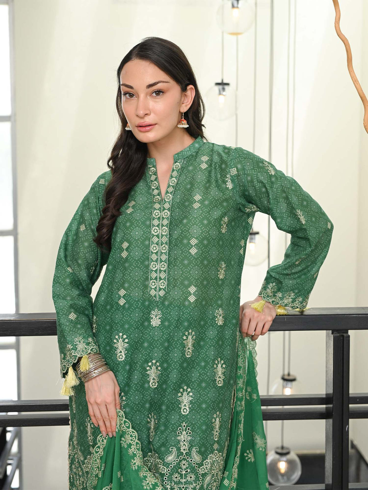 Green Chikankari Pret Eid Suit D-04