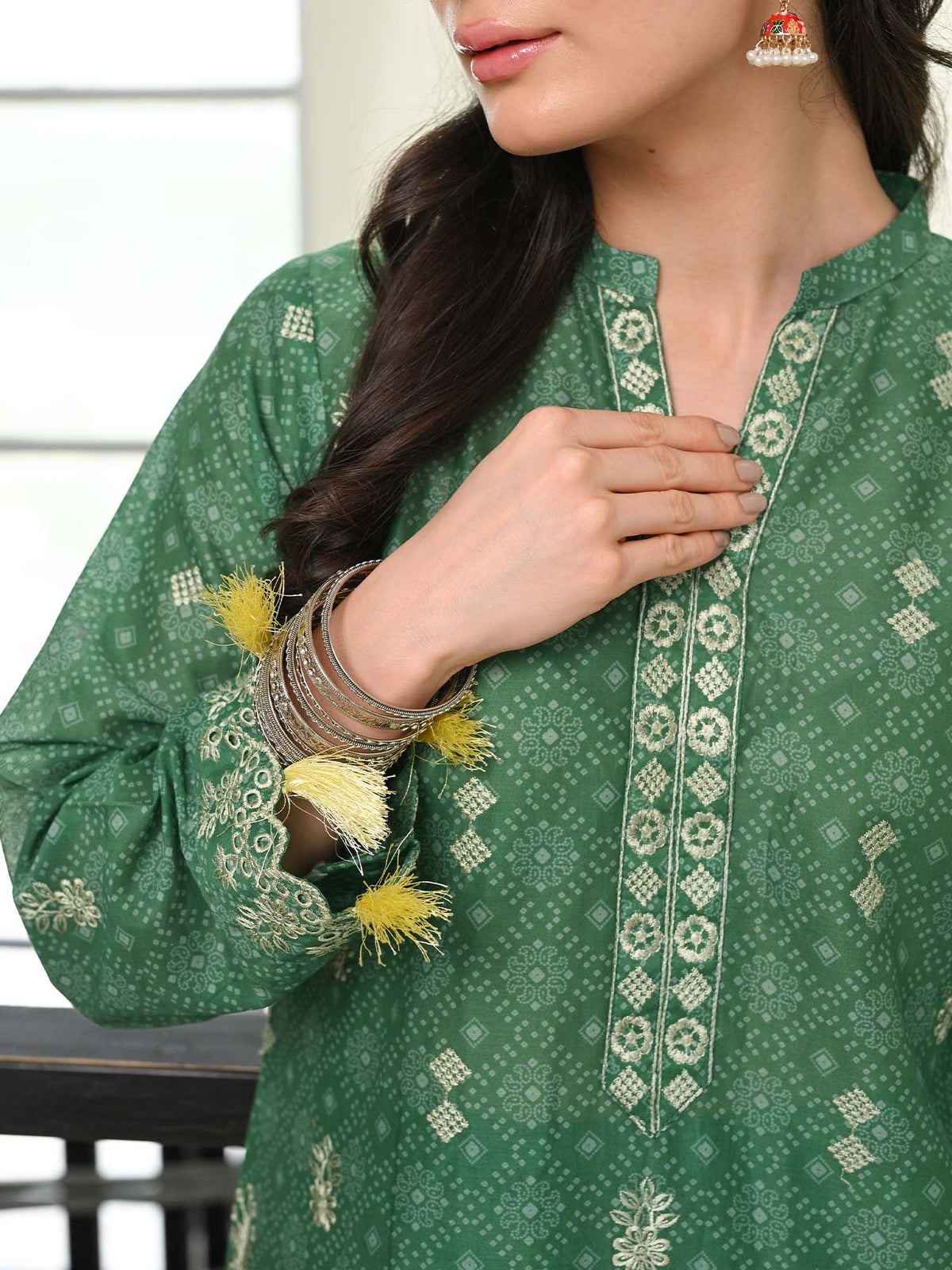 Green Chikankari Pret Eid Suit D-04