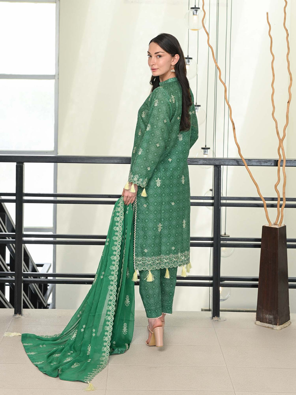 Green Chikankari Pret Eid Suit D-04