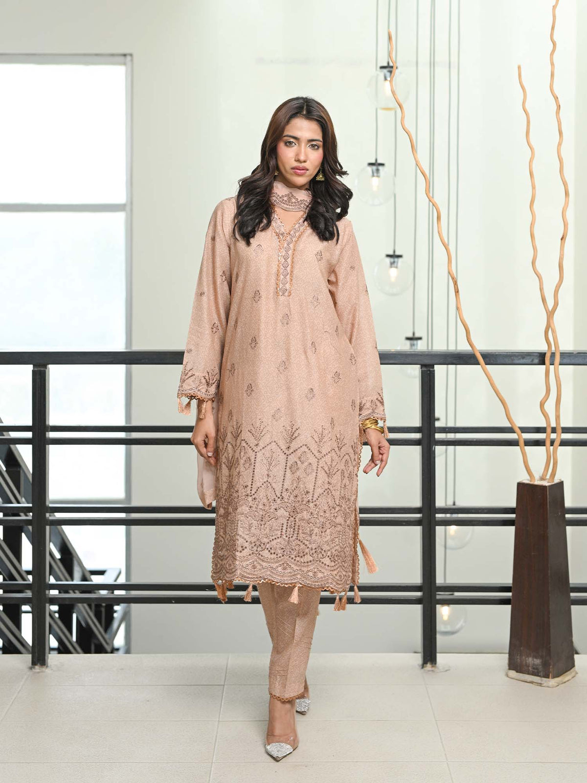 Fawn Chikankari Pret Eid Suit D-05