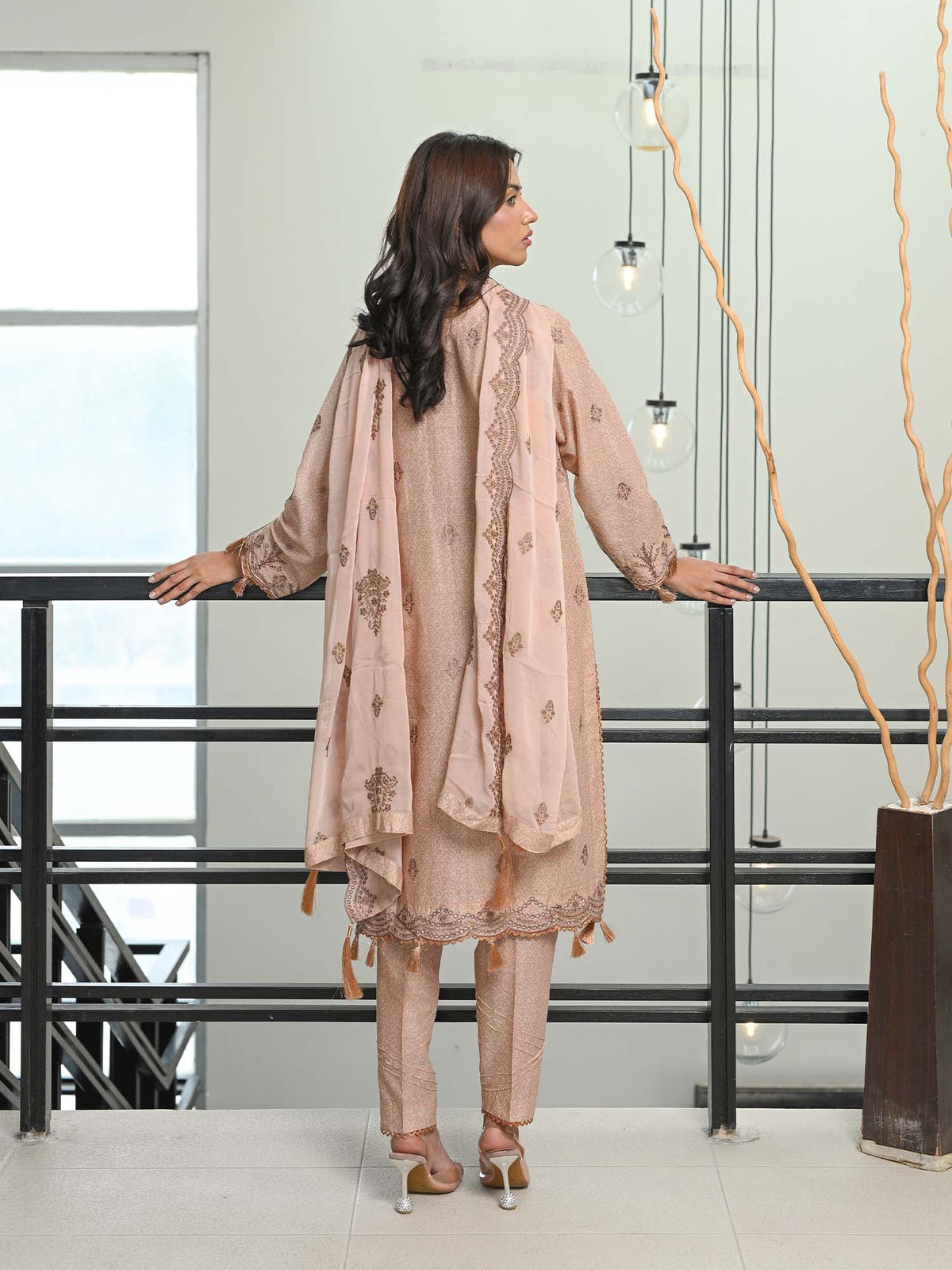 Fawn Chikankari Pret Eid Suit D-05