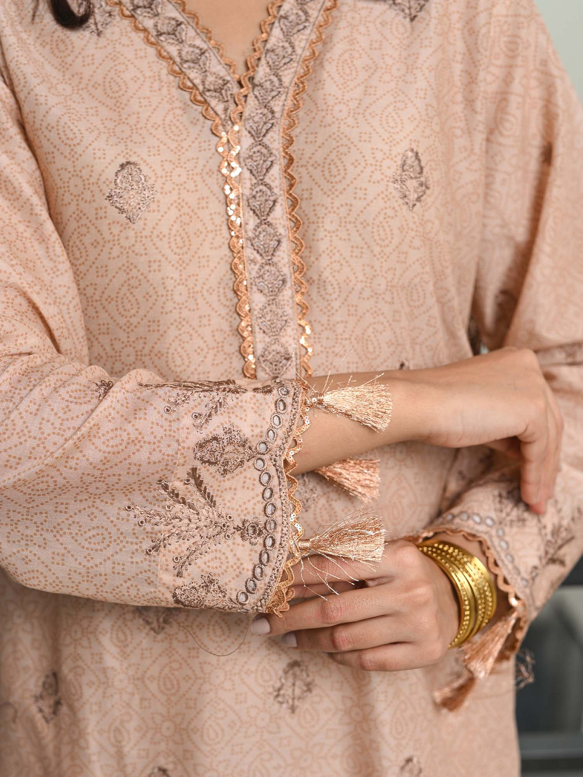 Fawn Chikankari Pret Eid Suit D-05