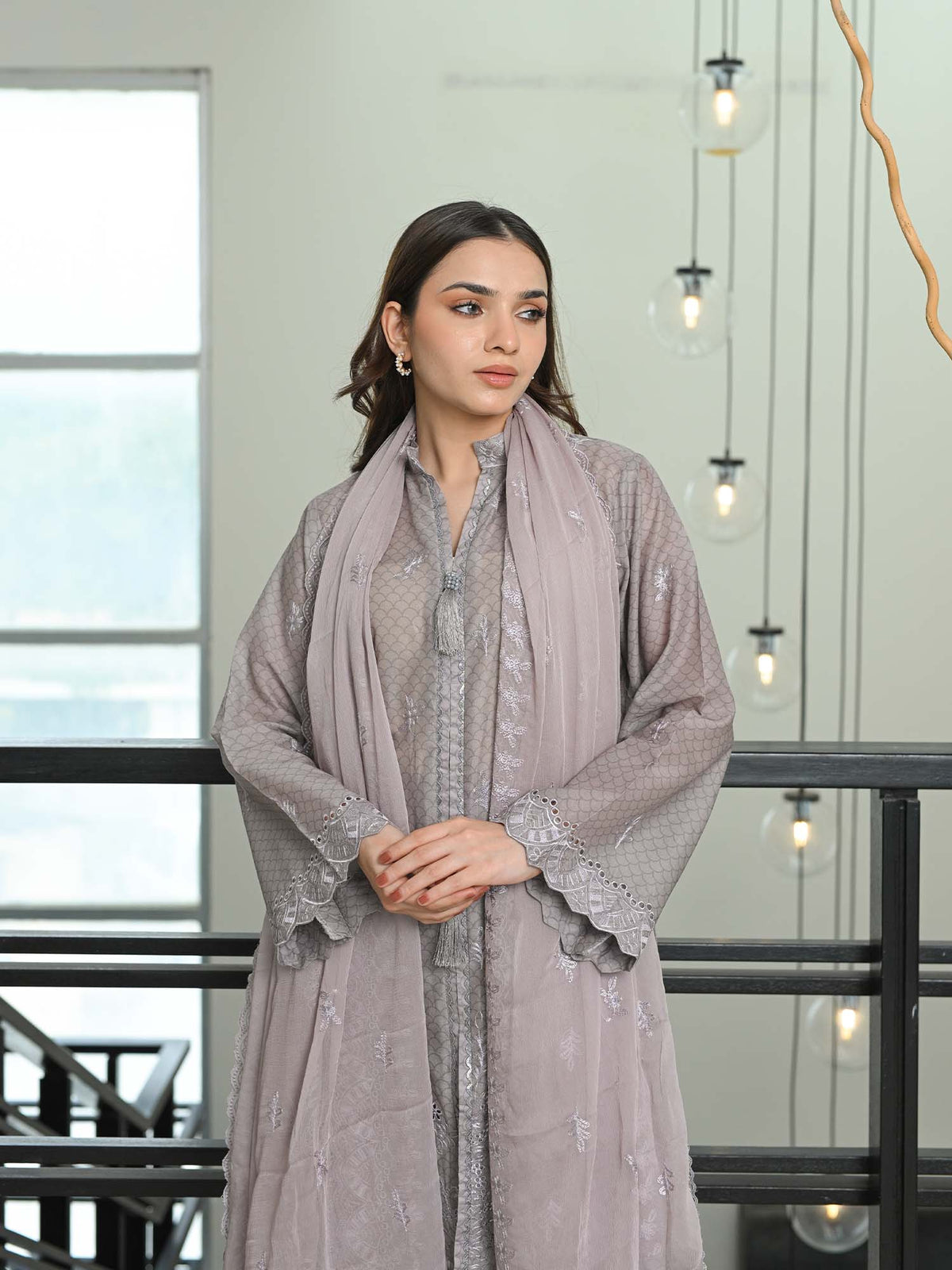 Grey Chikankari Pret Eid Suit D-07