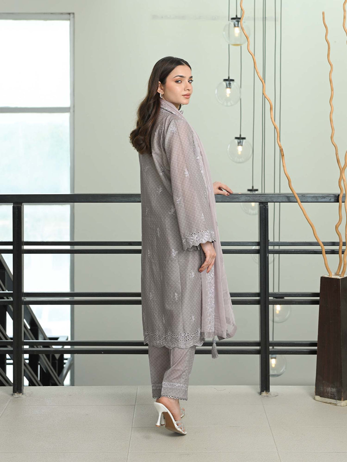 Grey Chikankari Pret Eid Suit D-07