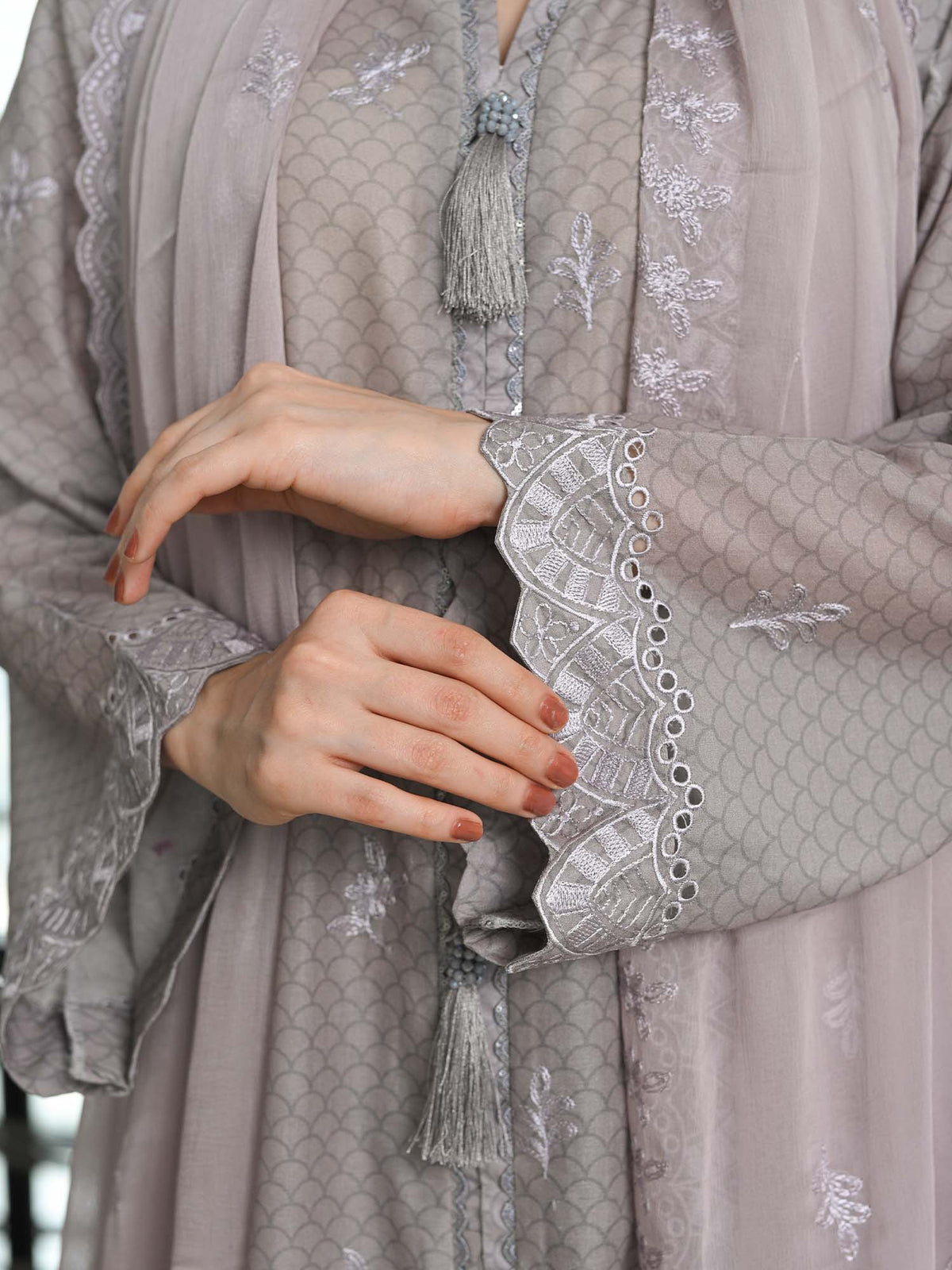 Grey Chikankari Pret Eid Suit D-07