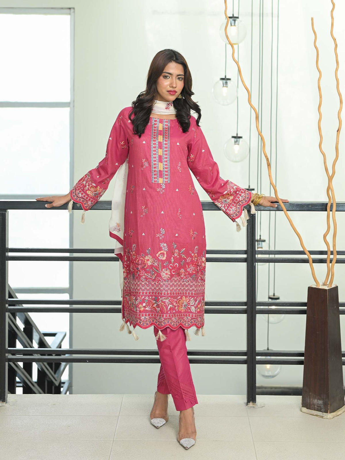 Medium Pink Embroidered Masuri Pret Eid Suit D-01