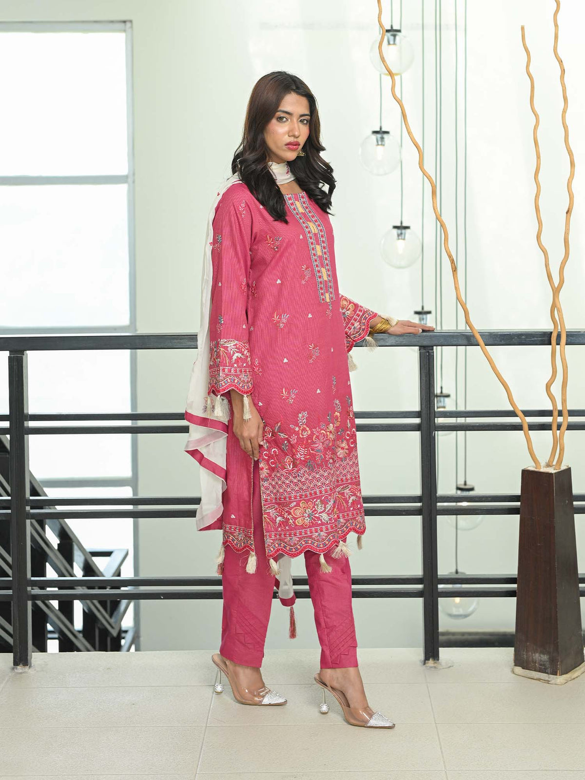 Medium Pink Embroidered Masuri Pret Eid Suit D-01