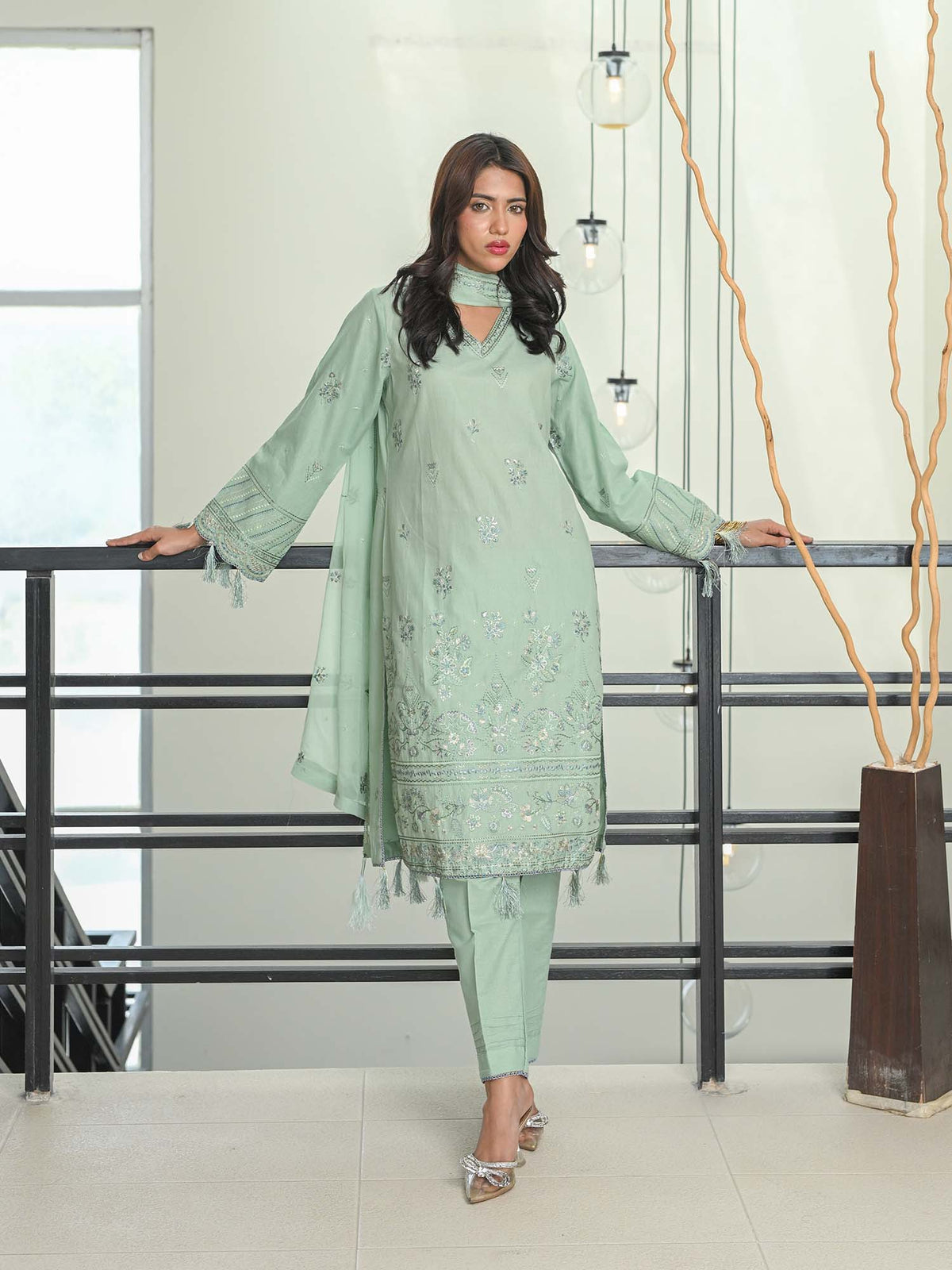 Mint Green Embroidered Masuri Pret Eid Suit D-03
