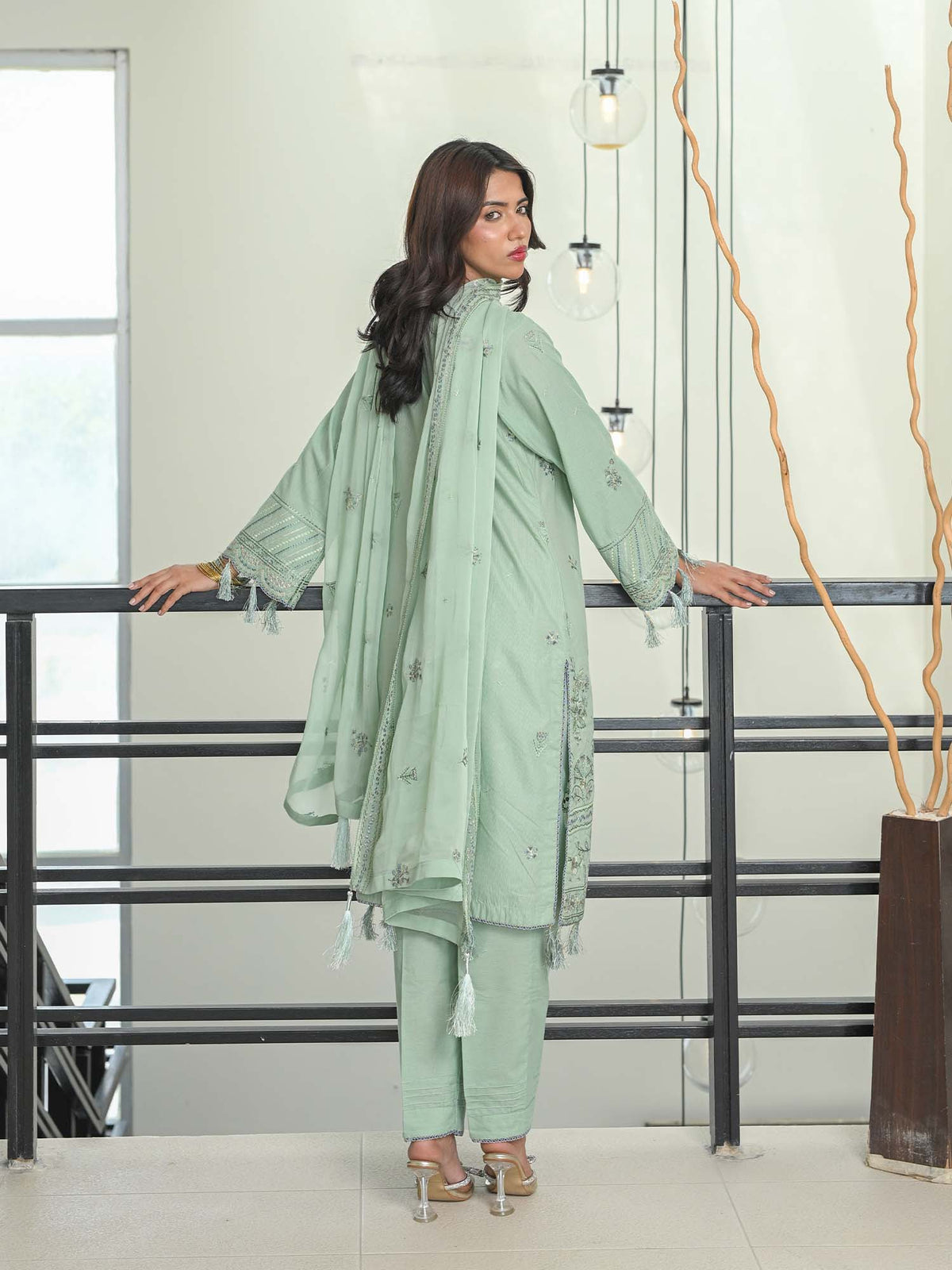 Mint Green Embroidered Masuri Pret Eid Suit D-03