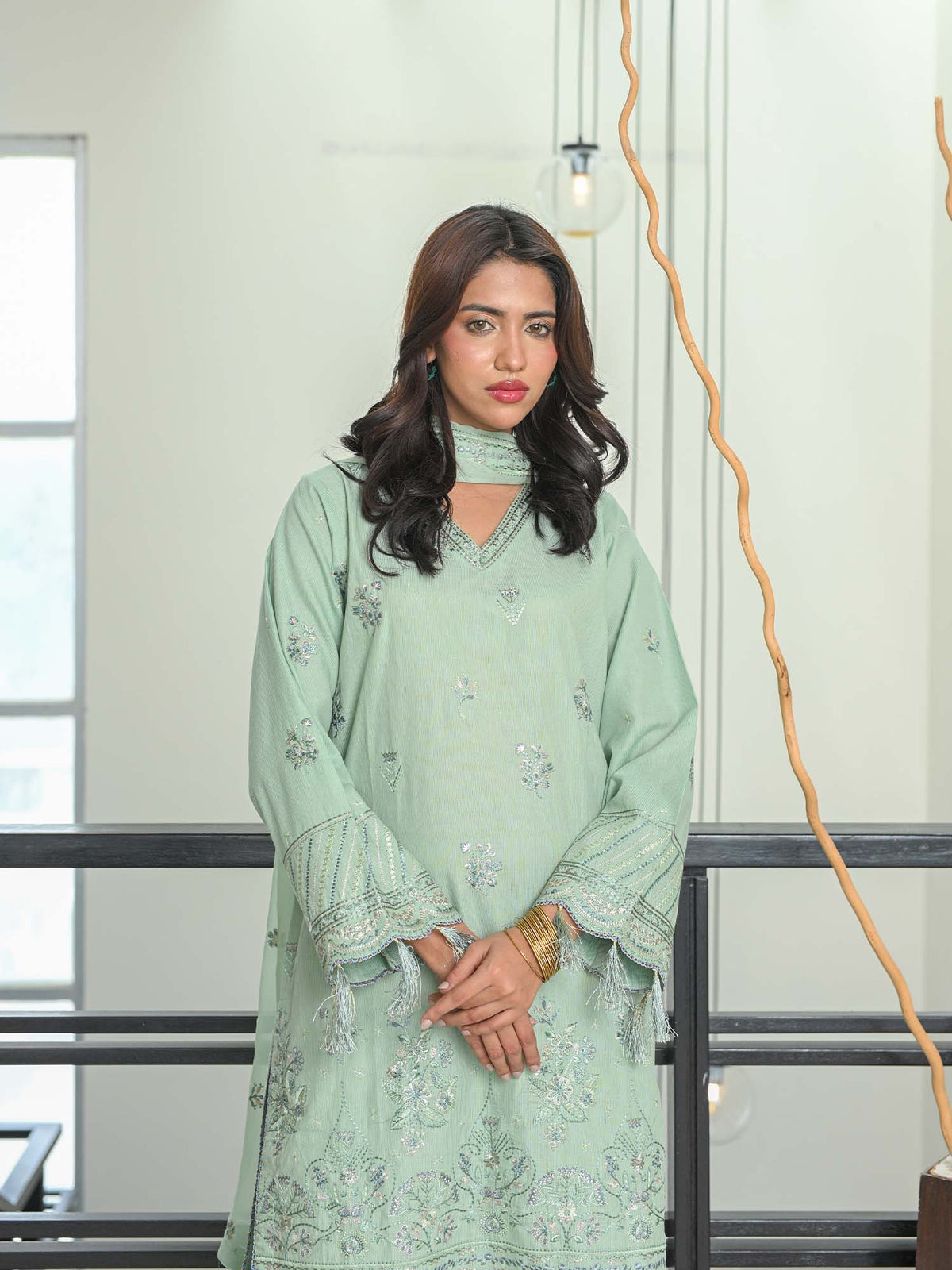 Mint Green Embroidered Masuri Pret Eid Suit D-03