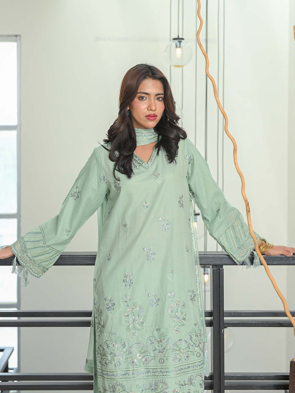 Mint Green Embroidered Masuri Pret Eid Suit D-03