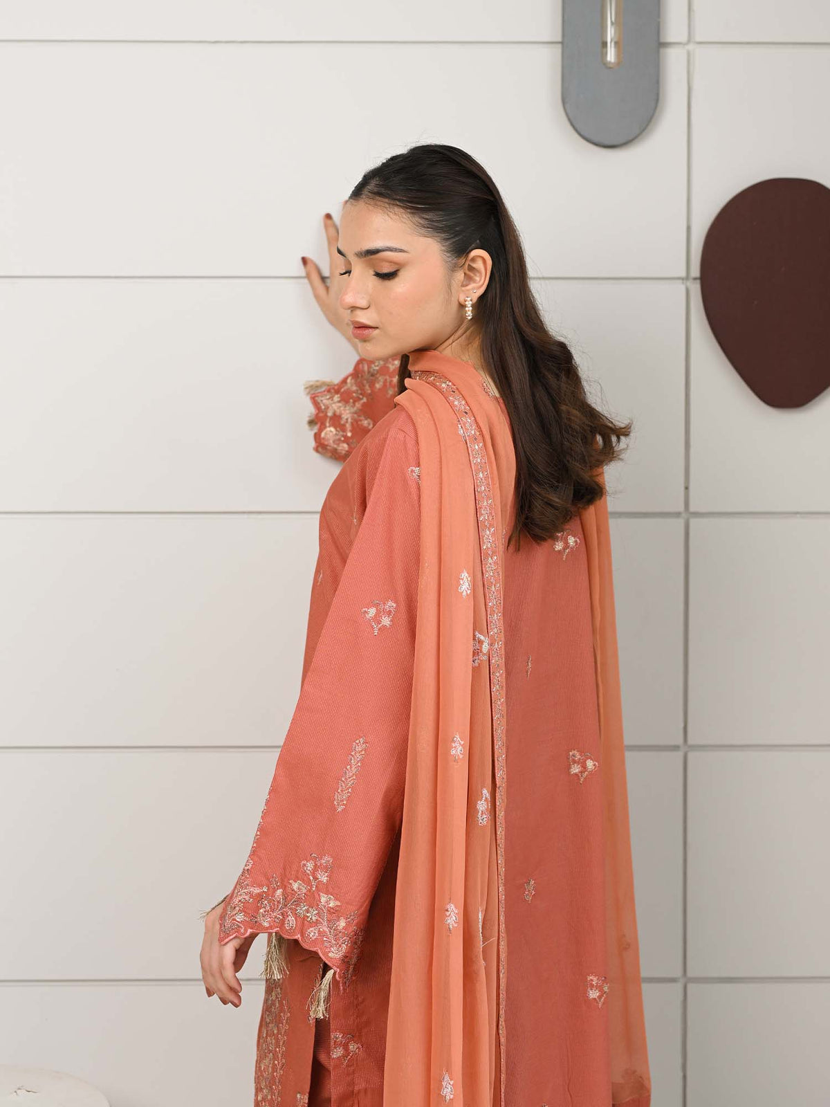 Orange Embroidered Masuri Pret Eid Suit D-05