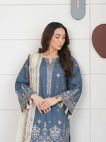 Medium Blue Embroidered Masuri Pret Eid Suit D-06