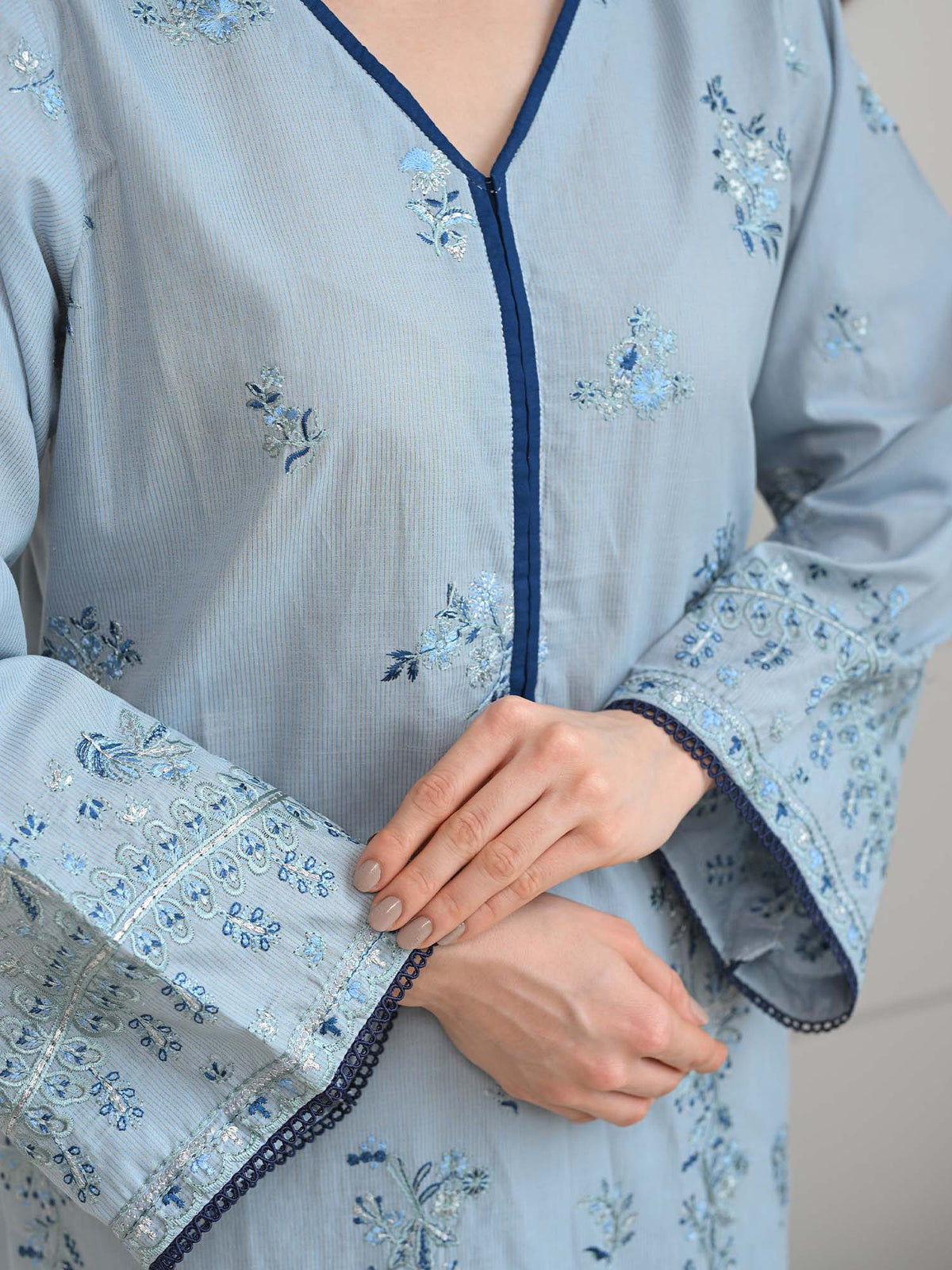 Light Blue Embroidered Masuri Pret Eid Suit D-07