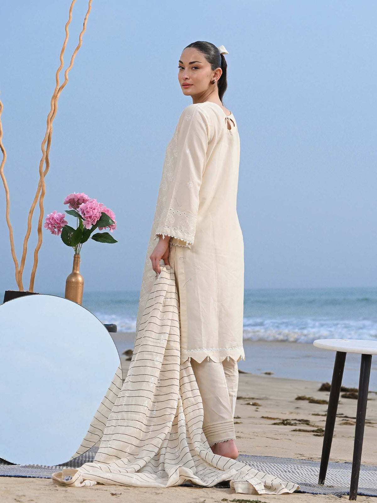 White Embroidered Schiffli Pret Eid Suit D-01