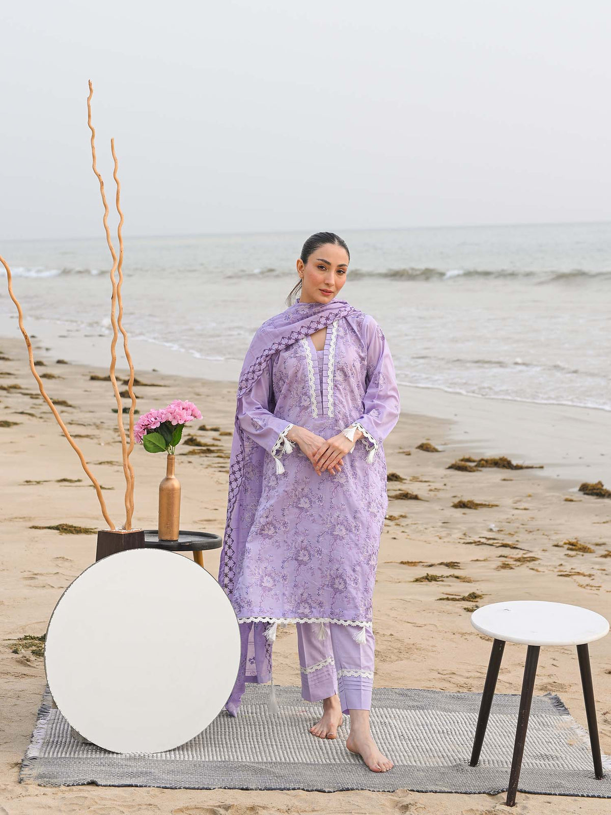 Purple Embroidered Lawn Pret Eid Suit D-01