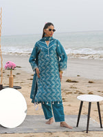 Blue Embroidered Schiffli Pret Eid Suit D-04