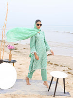 Green Embroidered Schiffli Pret Eid Suit D-06