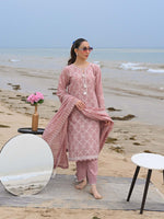 Tea Pink Embroidered Schiffli Pret Eid Suit D-08