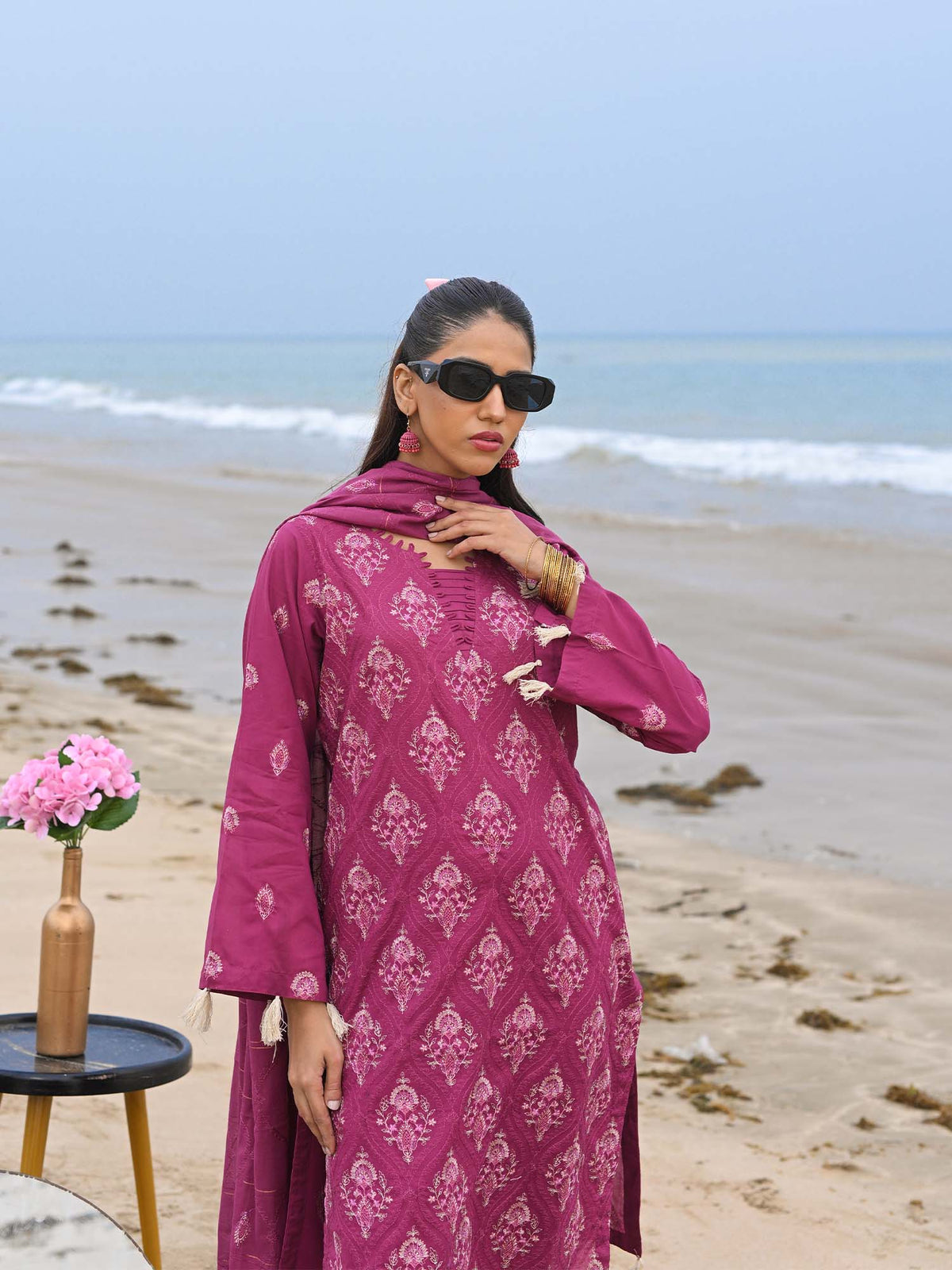 Pink Embroidered Schiffli Pret Eid Suit D-09