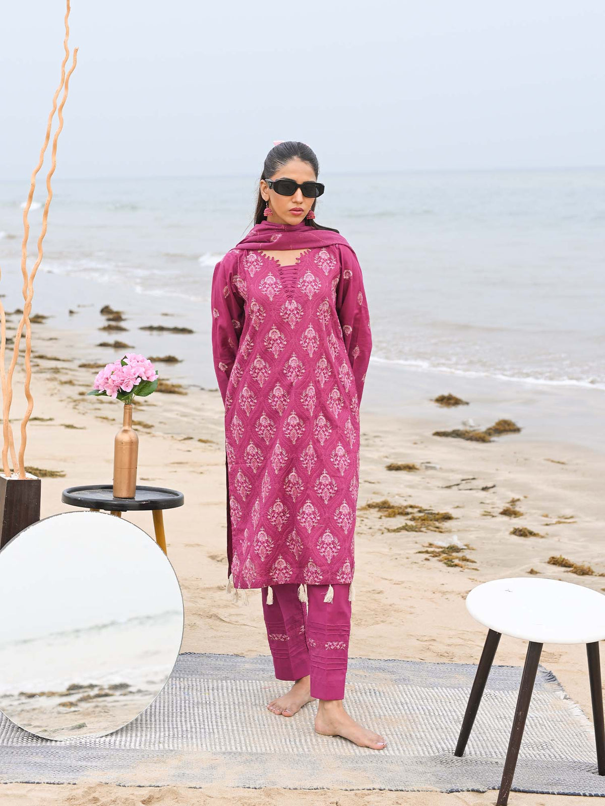 Pink Embroidered Lawn Pret Eid Suit D-03