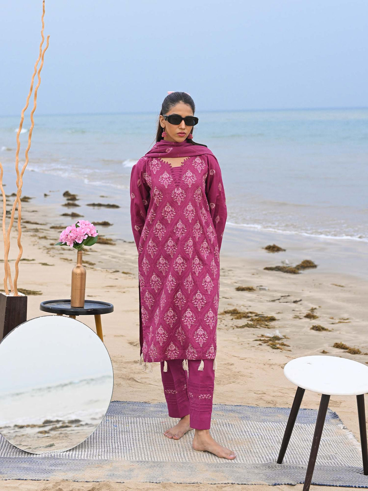 Pink Embroidered Schiffli Pret Eid Suit D-09