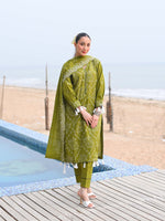 Green Embroidered Lawn Pret Eid Suit D-05