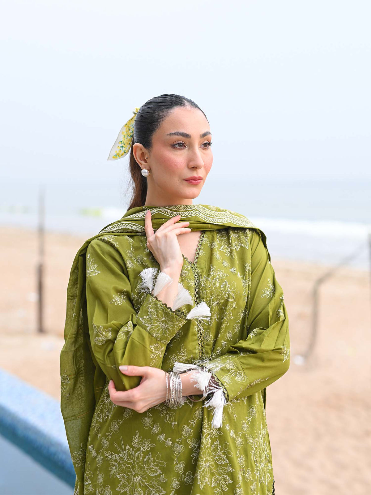 Green Embroidered Lawn Pret Eid Suit D-05