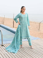 Sea Green Embroidered Lawn Pret Eid Suit D-06