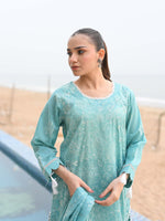 Sea Green Embroidered Lawn Pret Eid Suit D-06