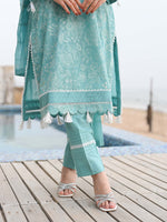 Sea Green Embroidered Lawn Pret Eid Suit D-06